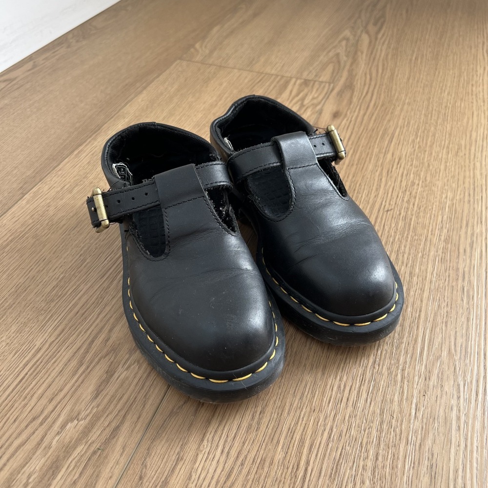 Dr. Marten's T-Bar Mary Jane Shoes Size 5 Black Leather